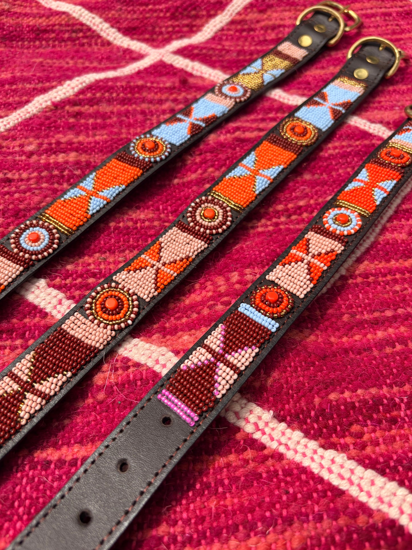 Handcrafted Beaded Leather Dog Collars